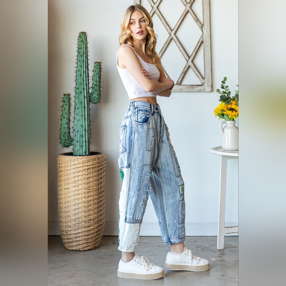 Oli & Hali Patchwork Distressed Jeans EUC - Picture 2 of 12